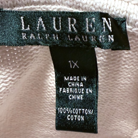 Lauren Ralph Lauren Women's Cardigan Ivory Ribbed Trim Patch Pockets Collared - Picture 8 of 9